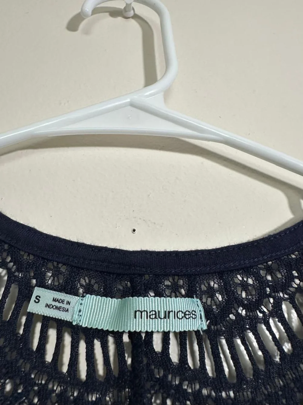 Maurices Navy Lace Overlay Short Sleeve Crop Blouse Top • Size/S